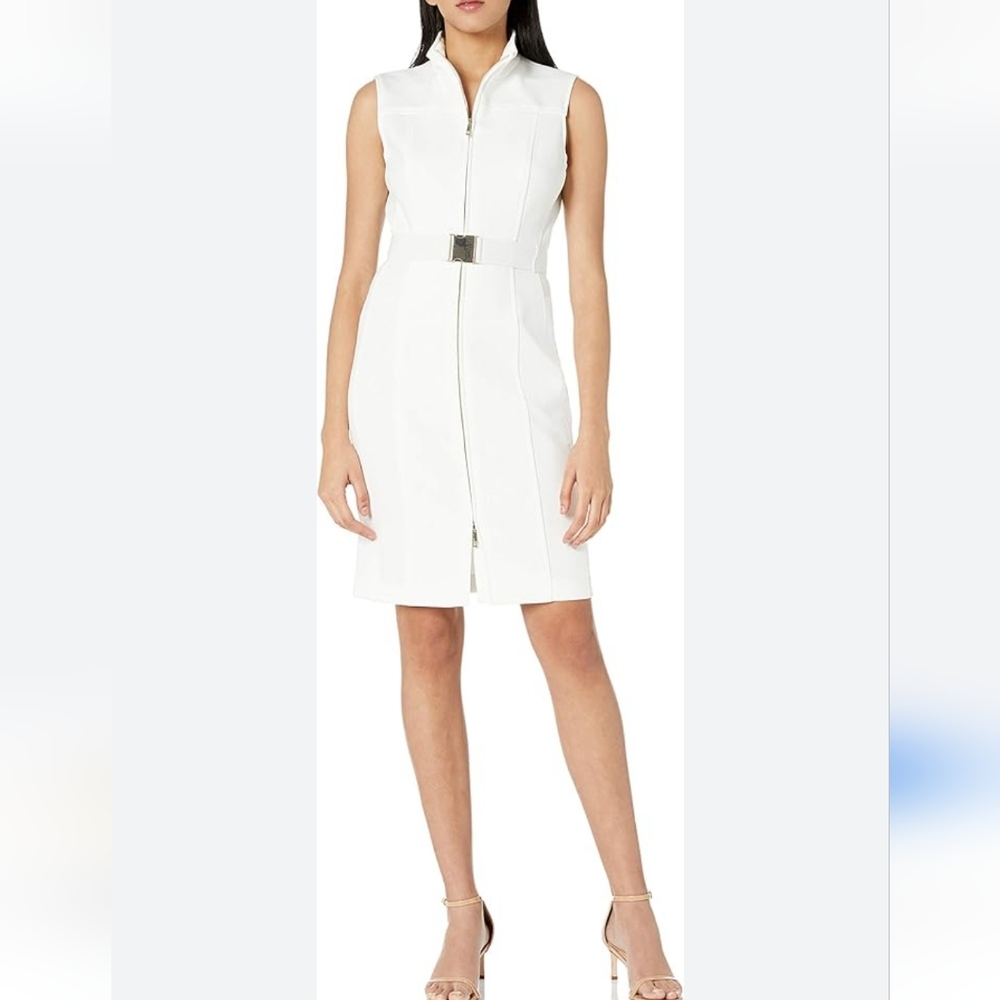Elegant White Zip-Front Dress